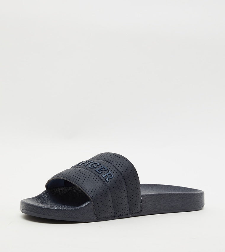 Men Pool Slides by Tommy Hilfiger Blue