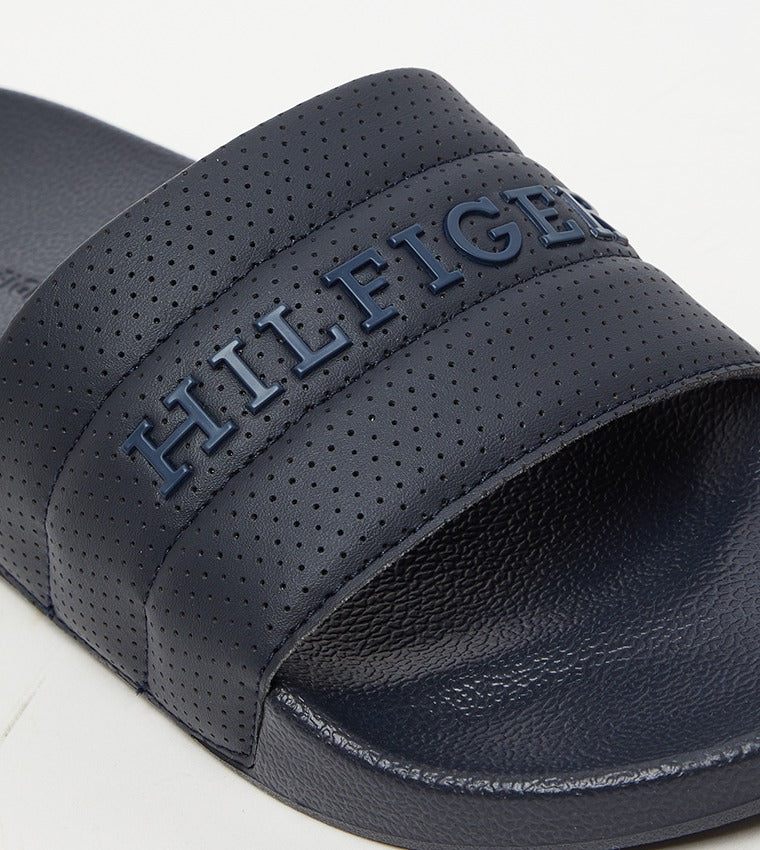 Men Pool Slides by Tommy Hilfiger Blue