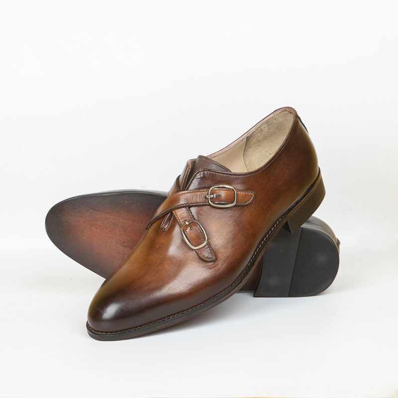 Double Monk Cross Buckle Men Shoe - Jango Mall