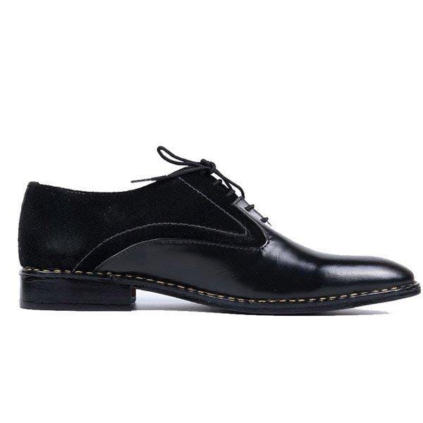 Plain Suede Formal Shoe Black - Jango Mall